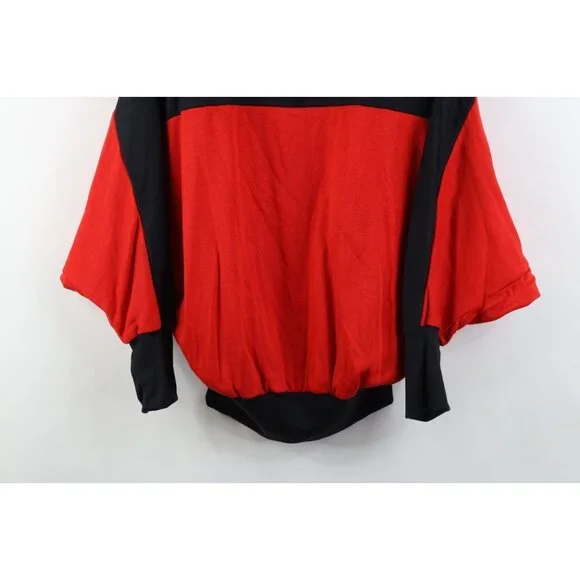 Vintage 70s 80s Mid Mod Womens Medium Dolman Sleeve Color Block Sweatshirt USA - Picture 3 of 11